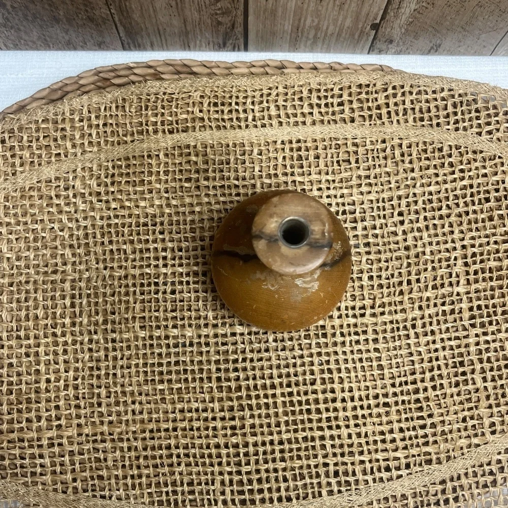 Vintage Small Bud Vase Brown Stoneware Rustic Minimalist Boho Decor